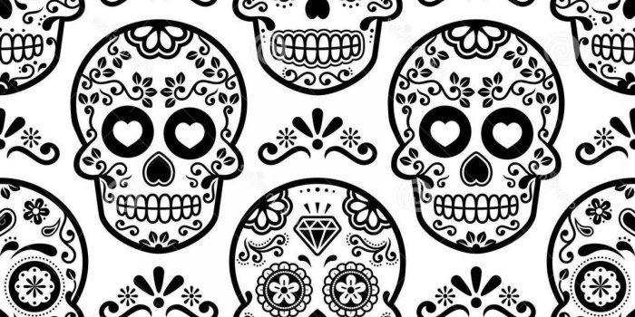 1560x1668 Mexican Sugar Skull Seamless Pattern Halloween Candy Skulls
