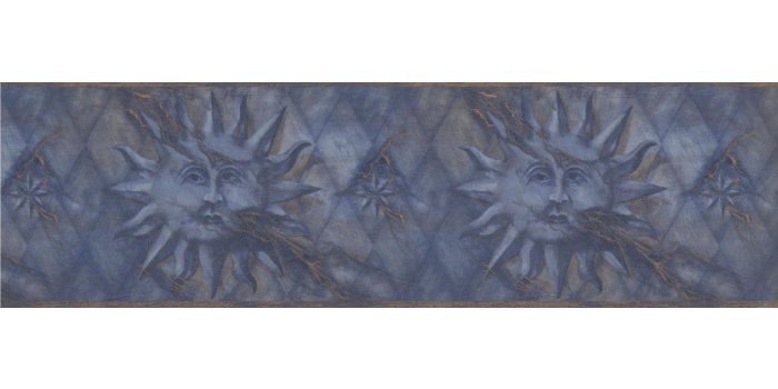 1200x900 Prepasted Wallpaper Borders - Navy Gold Diamond Sun Face Wall Paper Border