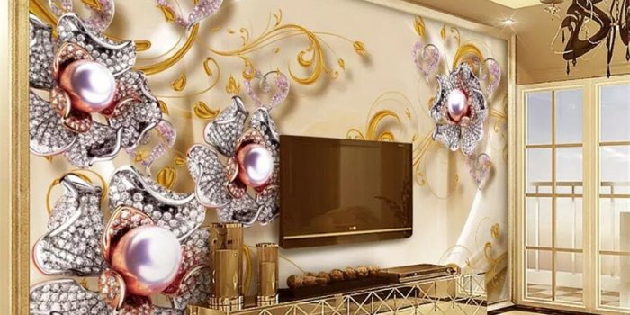 900x900 US $9.0 40% OFF|beibehang Custom Wallpaper 3d Photo Mural Fresco HD  Jewelery Diamond Gold Plated Silver Romantic Flower TV Background wall  paper-in
