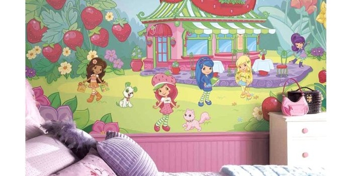 1000x1000 American Greetings Strawberry Shortcake Pink Giant Wallpaper Accent