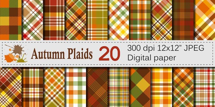 1200x1200 Autumn Plaid Digital Paper, Fall Plaid Patterns, Thanksgiving Plaid