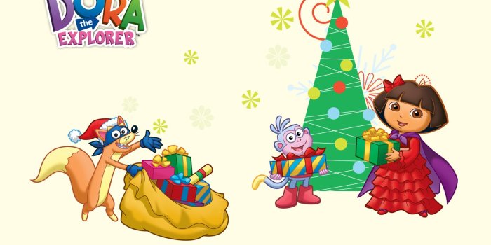 1600x1050 Dora the Explorer Christmas Wallpaper : Christmas Cartoons