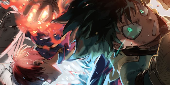 2880x1800 Download wallpapers Izuku Midoriya, Shouto Todoroki, artwork, My