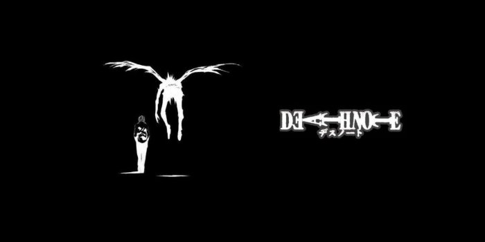 1244x700 Death Note black and white Ryuk Yagami Light anime wallpaper