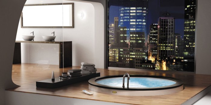 1920x1080 Modern Interior In Bathroom And Bathtub Wallpaper