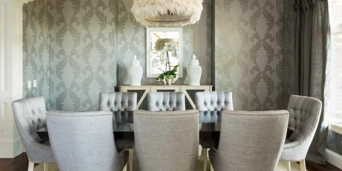 1350x911 Modern Dining Room With Textured Wallpaper - Awesome Textured
