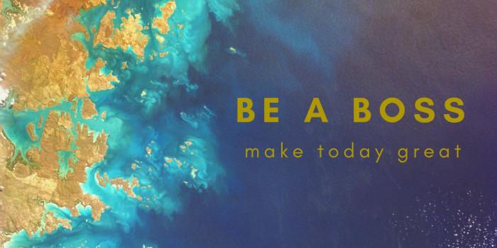 1920x1080 BE A BOSS Computer Wallpaper Download Navy Blue and Gold