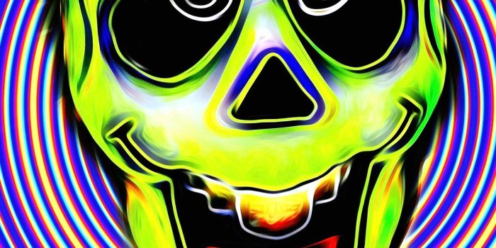 1394x1216 Green Trippy skull Wallpaper HD Download