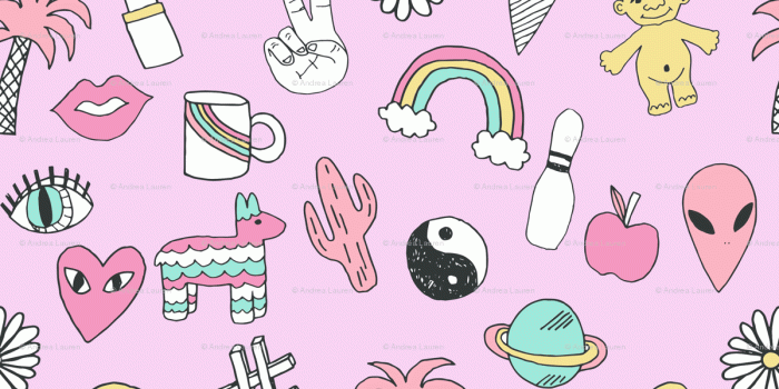 1200x1200 patches // 90s nostalgia pastel print fairy kei fabric design