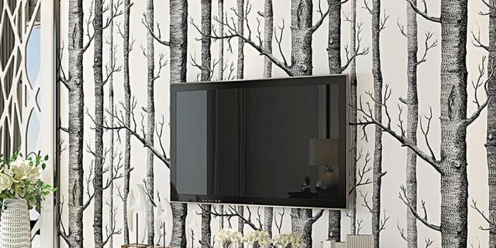 1000x1000 Black White Birch Tree Wallpaper for Bedroom Modern Design Living Room Wall  Paper Roll Rustic Forest Woods Wallpapers