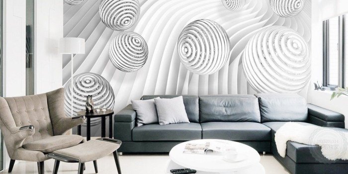 1024x887 3D Waving Ball 5D Wall Paper Mural Art Print Decals Modern Bedroom Decor  IDCWP-3DB-000025
