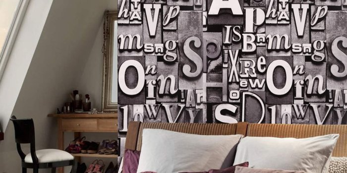 1500x1500 Hascon Modern Wall Paper 3D Letter Print Wallpaper for Living room, Bedroom  and TV Background HITC