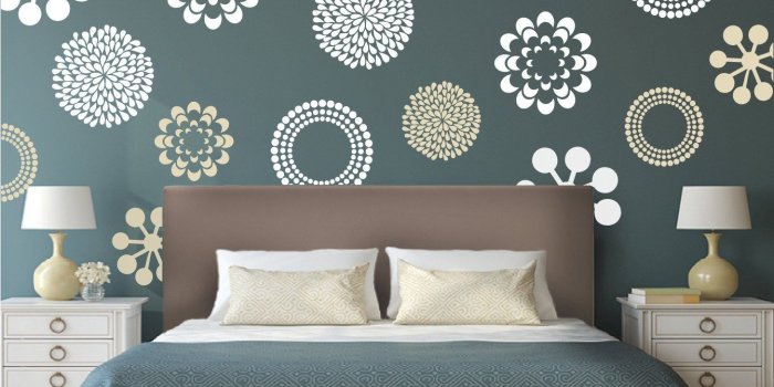 1343x1187 Modern Flower Bedroom Wall Decals Stickers Murals, Removable Bedroom  Decals, Floral Decals For Bedroom, Wallpaper Decals for Bedroom, f29