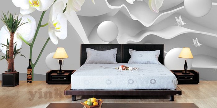 1280x1280 custom 3d stereoscopic wallpaper space butterfly orchid ball wallpaper  modern living room bedroom 3D wallpapers large mural