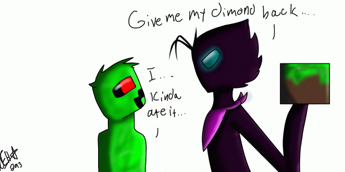 1424x688 Prince the Enderman And Creeper the Creeper by Kaybug2K