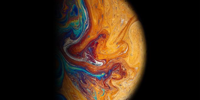 2990x2990 Download wallpaper 2990x2990 ball, planet, colorful, paint, spots hd