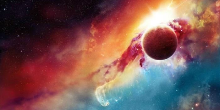 1920x1080 Colorful nebula behind the planet wallpaper - Space wallpapers - #28543