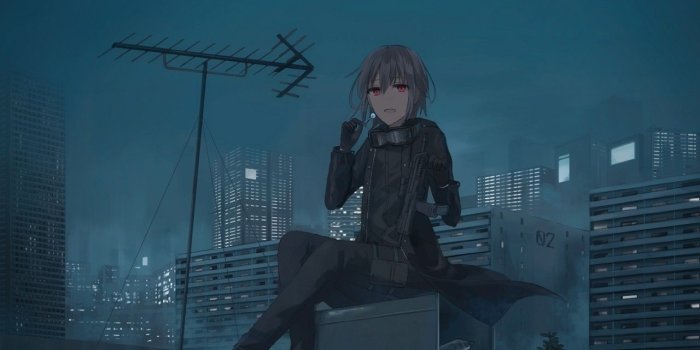 1280x720 Download 1280x720 Anime Boy, Candy, Red Eyes, Night, Rooftop, Clean
