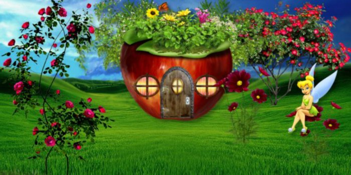 1920x1080 Cute House Little Tinkel Bell Nature HD wallpaper
