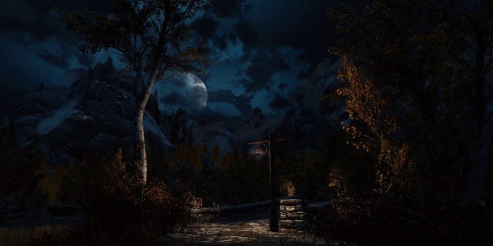 1280x720 Moonlight Above the Aspens - (Skyrim SE) - [Live Wallpaper] 4K