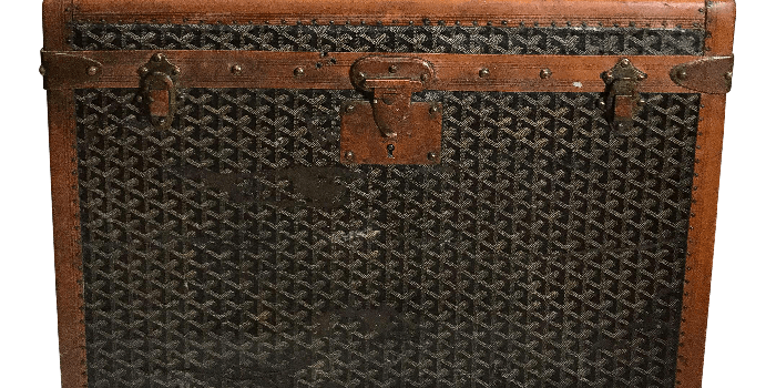 2153x1917 Early 20th Century Goyard Monogram Leather Steamer Trunk