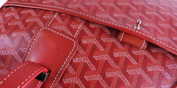 1600x1200 Auth GOYARD AMBASSADE PM Business Bag Brief Case PVC Leather Red Silver  A-9815