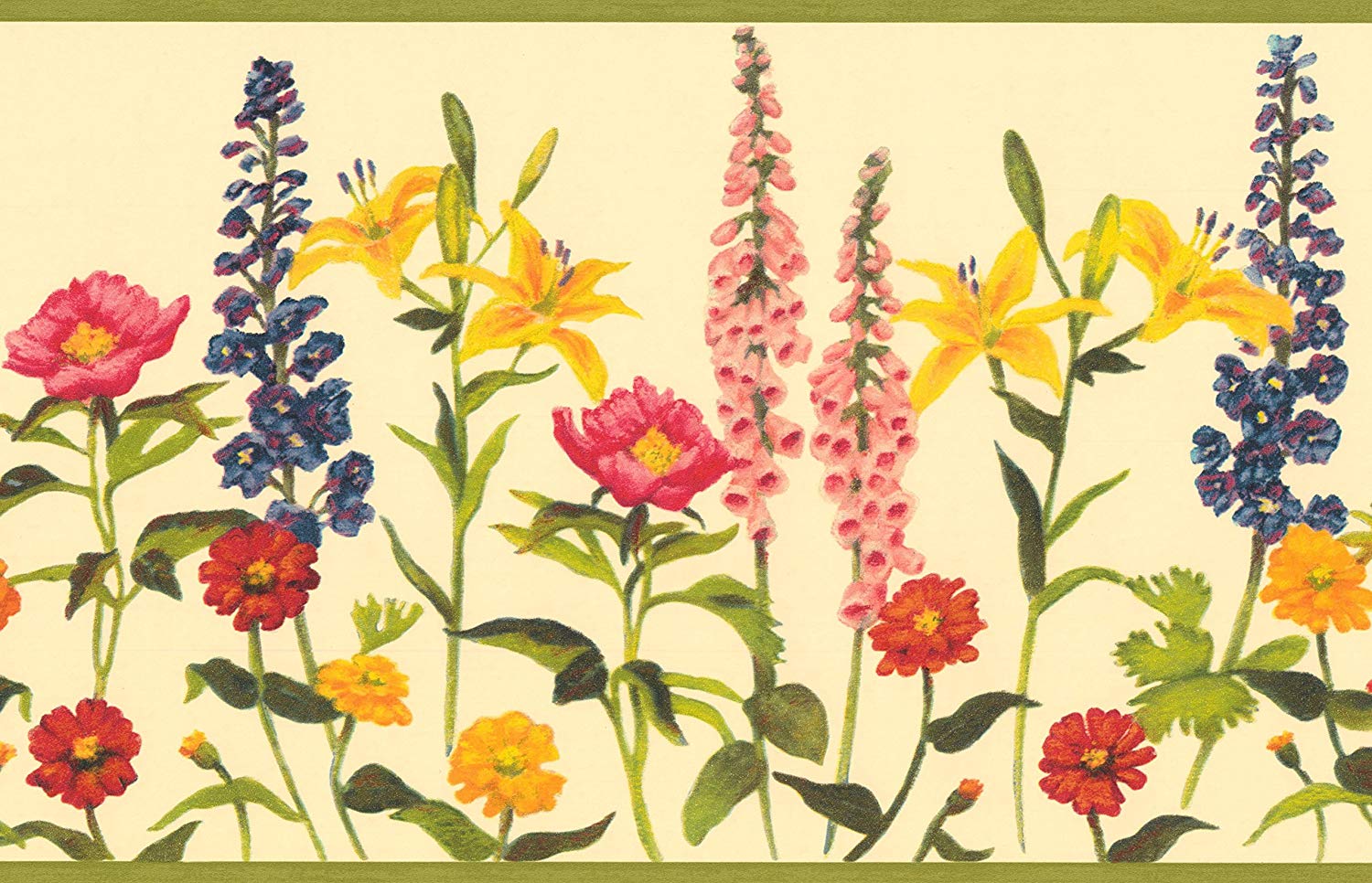 1500x966 Wallpaper Border Wildflowers Red Yellow Pink Blue Purple Green Trim