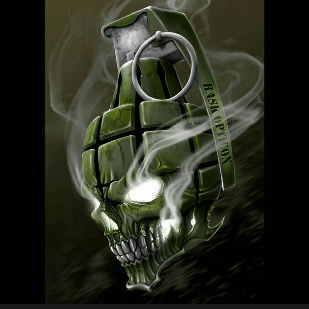 1080x1080 Ross Kamela Artwork — “A sick grenade skull. Digital art. #skull