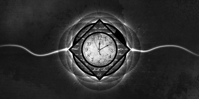 2560x1440 Black and gray analog wall clock illustration, abstract, clocks