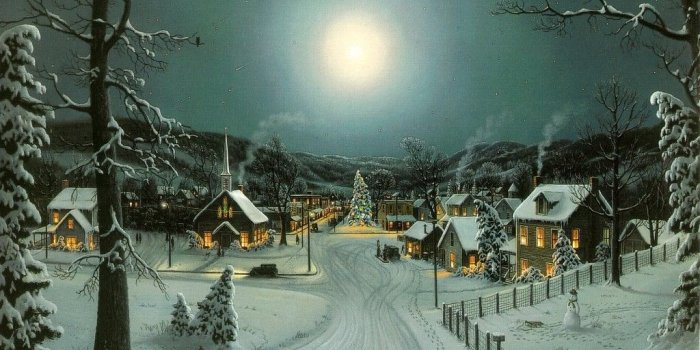 1024x768 Christmas Landscape Snow Wallpaper