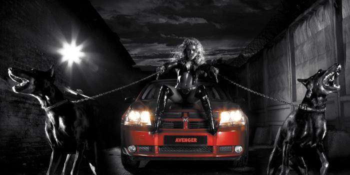 1600x1200 AVENGER - dobermans bad girl red car chain wallpaper | 1600x1200