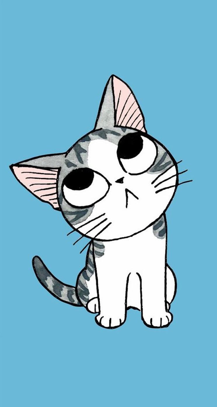 744x1392 Cute Cartoon Kitten iPhone se Wallpapers Free Download