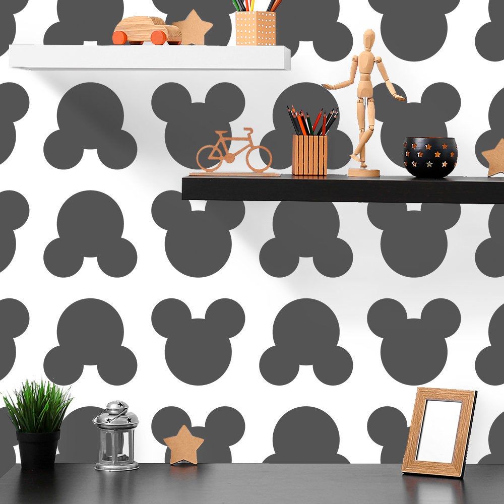 1000x1000 Mickey Mouse Pattern Wallpaper. Non Woven Wallpaper. Kids Nursery  Wallpaper. Self adhesive. Peel & Stick Wallpaper. Eco Friendly Mural Z175