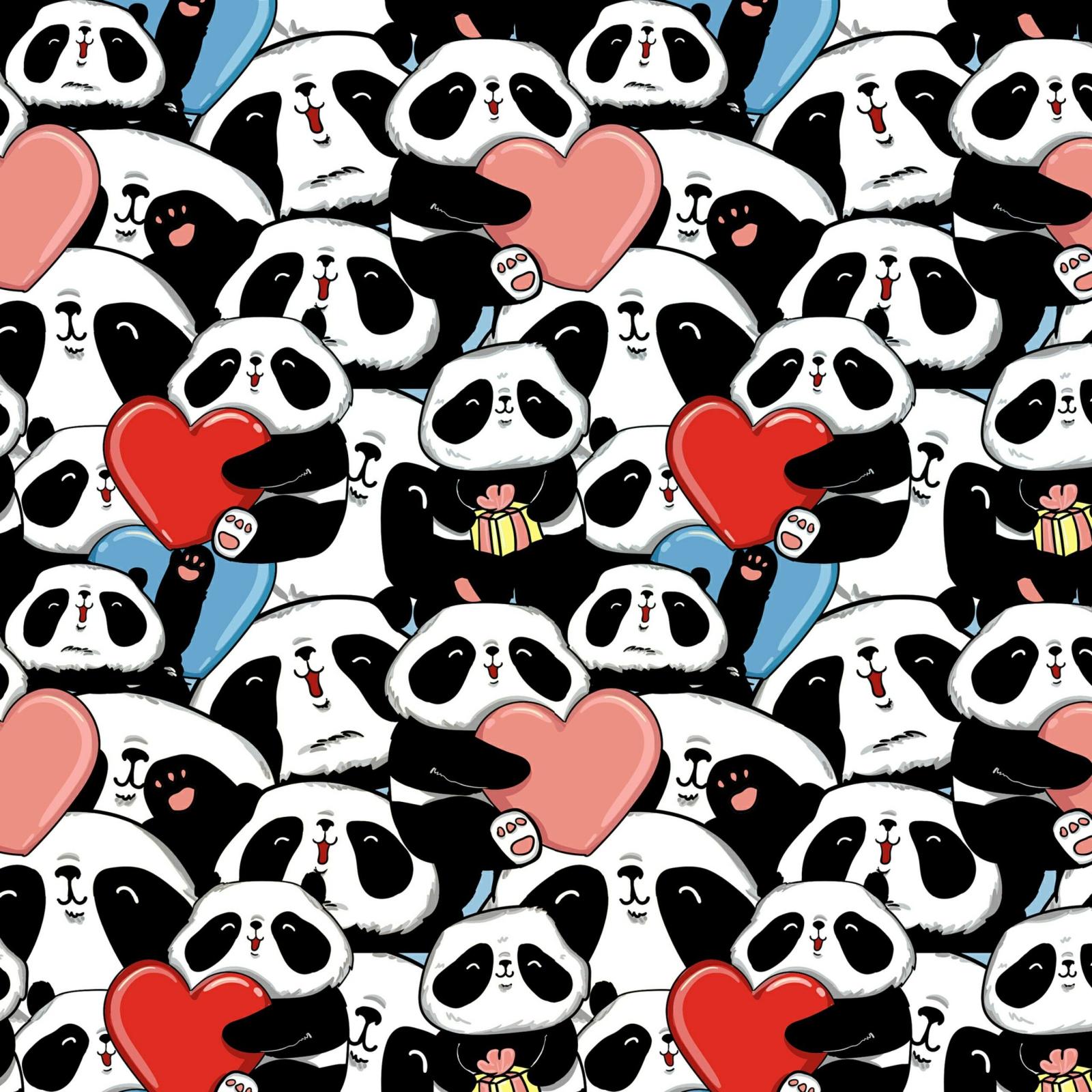 2560x2560 A Collage Of Pandas Holding Hearts And Presents Valentines Day