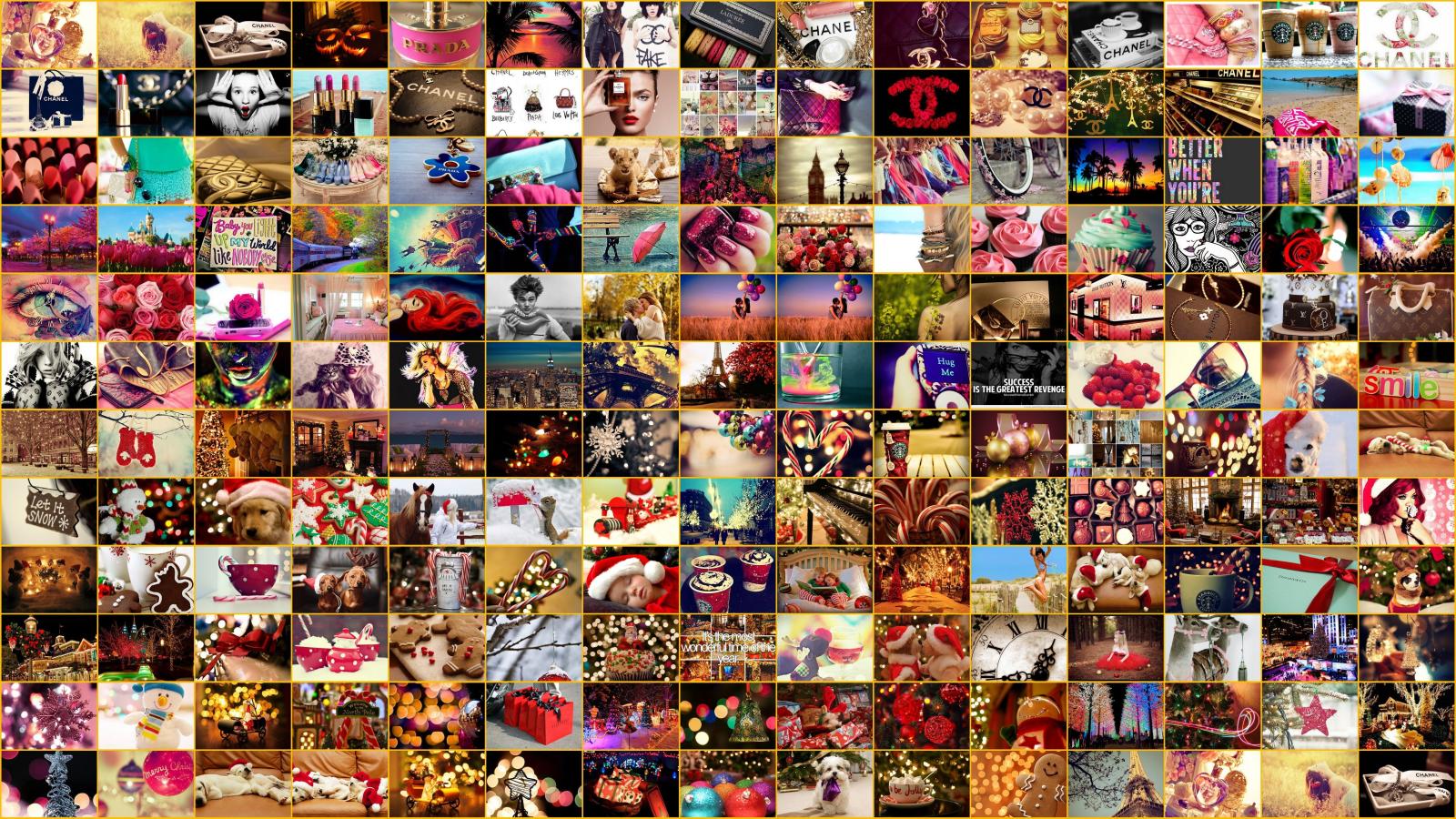 5120x2880 Paris, lights, pink, design, candy, cupcakes, puppies, mosaic