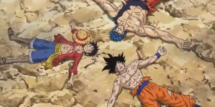 1280x720 Goku VS Luffy VS Toriko VS Mr Satan