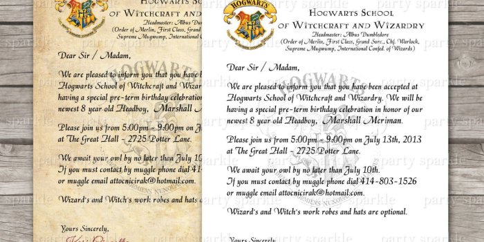 1500x1286 PRINTABLE Hogwarts Acceptance Letter Invitation by PartySparkle