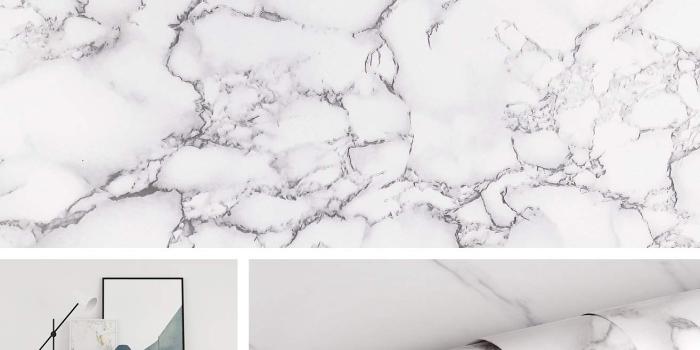 1314x1314 Livelynine Marble White Contact Paper for Countertops Aesthetic Gray