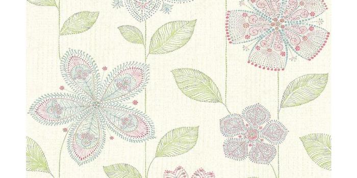 1000x1000 Maisie Green Batik Flower Wallpaper