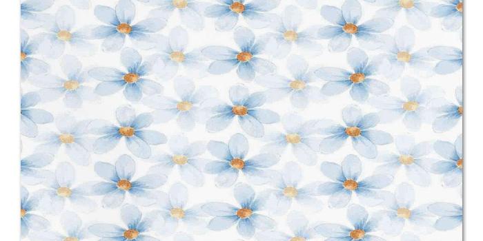 1050x1050 Large Wall Mural Sticker [ Watercolor Flower,Pastel Floral Pattern Print  Chamomiles and Daisies Nature Art Decorative,Blue Yellow White ]
