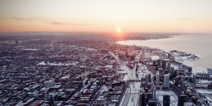 1920x1200 aerial view, Toronto, City, Long exposure, Skyscraper, Sunset