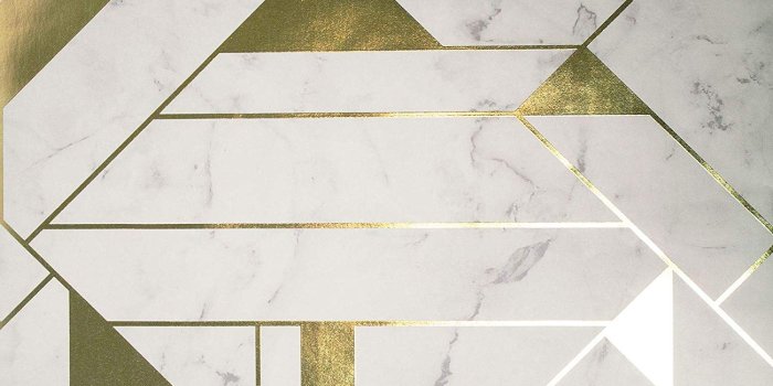 1500x1500 Crown Luxe Mayfair Islington Geometric Wallpaper Gold/White M1468