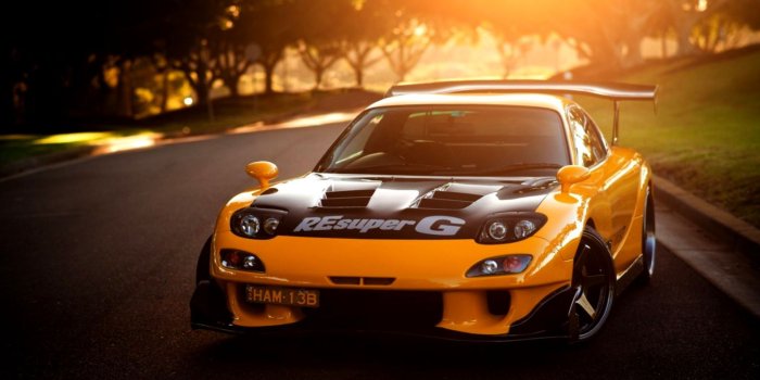 1596x945 Mazda Rx7 Drift Vs Motorcycle Hd Wallpaper | Mac Wallpapers