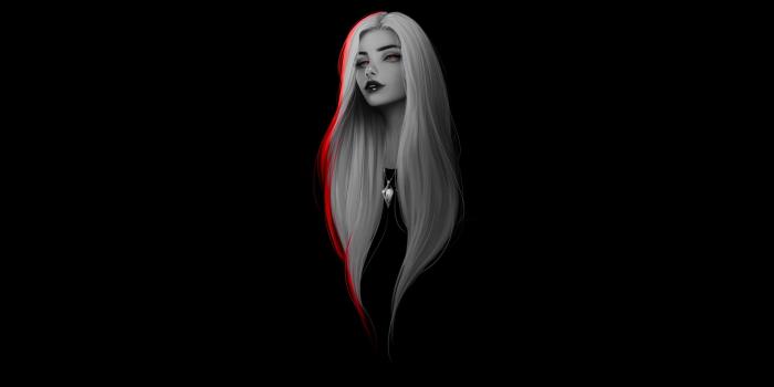 2560x1515 Women White Long Hairs Dark Minimalism, HD Artist, 4k Wallpapers