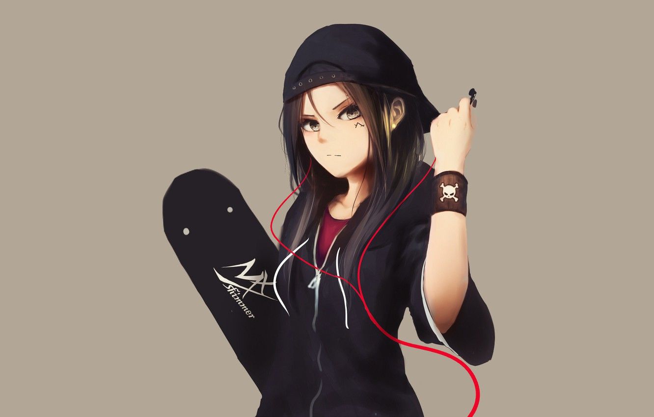 1332x850 Wallpaper Girl, Anime, Long Hair, Black Hair images for desktop