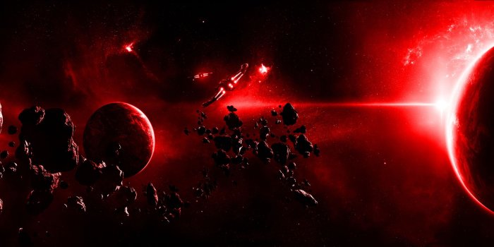 3840x1080 Red Space Scene Dual Screen Wallpaper | 3840x1080 | ID:47402