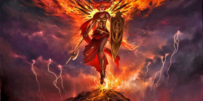 1920x1200 women, redhead, phoenix, fantasy, fire, angel, warrior :: Wallpapers