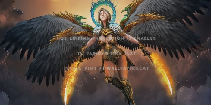 1926x1084 angel warrior flames swords wings abstract