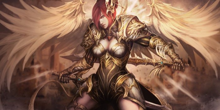 1332x850 Wallpaper girl, angel, warrior images for desktop, section