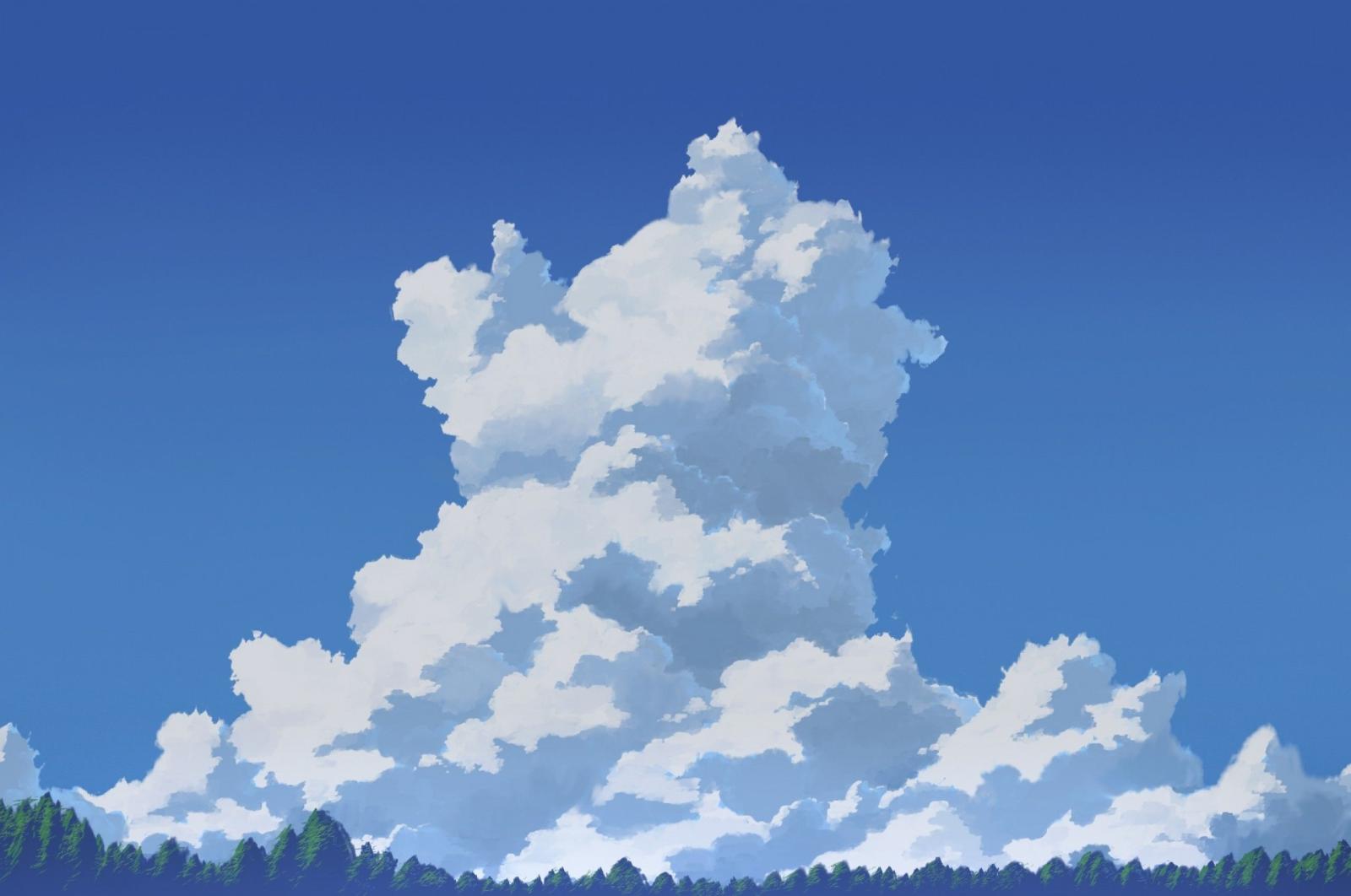 2560x1700 Download 2560x1700 Anime Clouds, Sky, Trees Wallpapers for